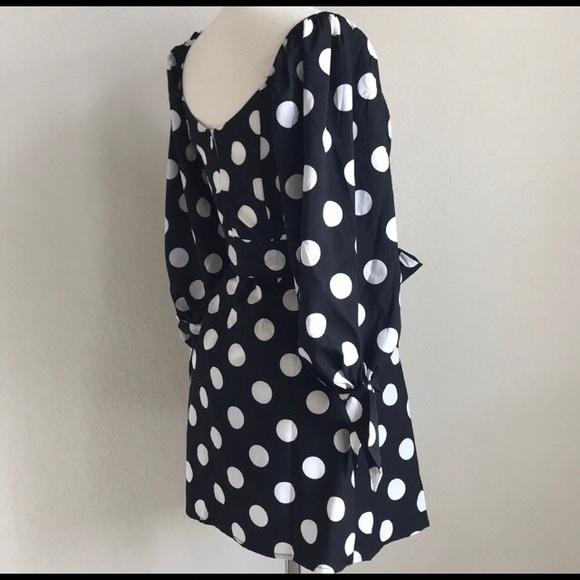 off the shoulder long sleeve polka dot dress - Picture 5 of 8